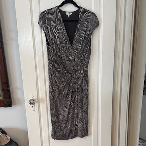 MaxMara Black and White Midi Cap Sleeve Dress